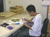 Gluing on a label